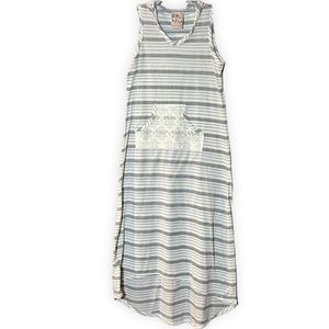 Jenna & Jessie dress, size large (14). White, gray stripes